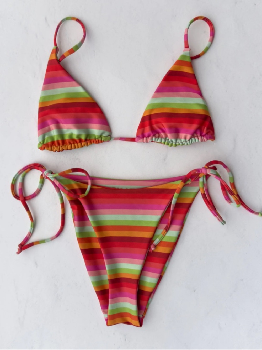 SKATIE Oaxaca Striped String Bikini Set - Size Small (S)
